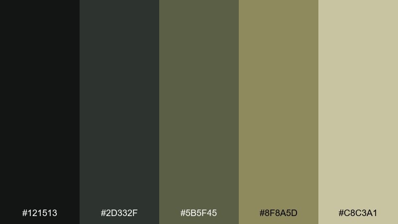 bunker khaki dystopian color palette with hex codes