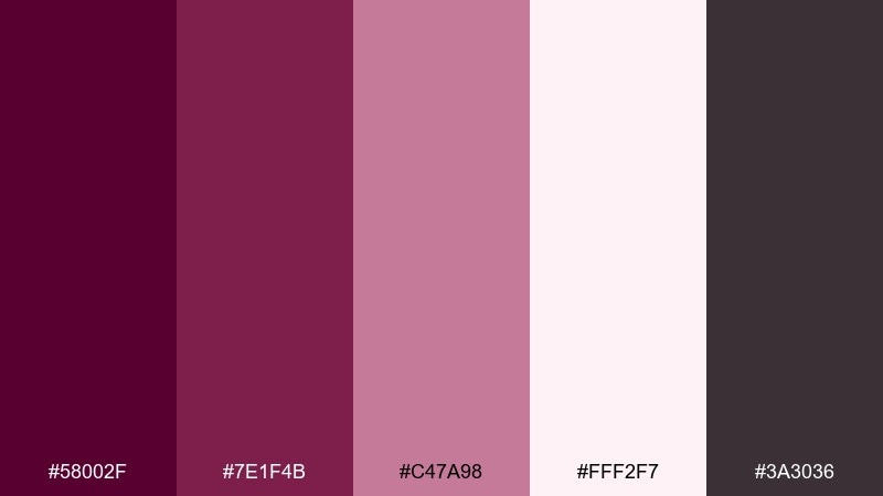 burgundy blush commerce tyrian purple color palette with hex codes