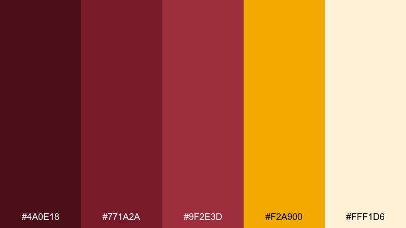 burgundy citrus pop color palette with hex codes