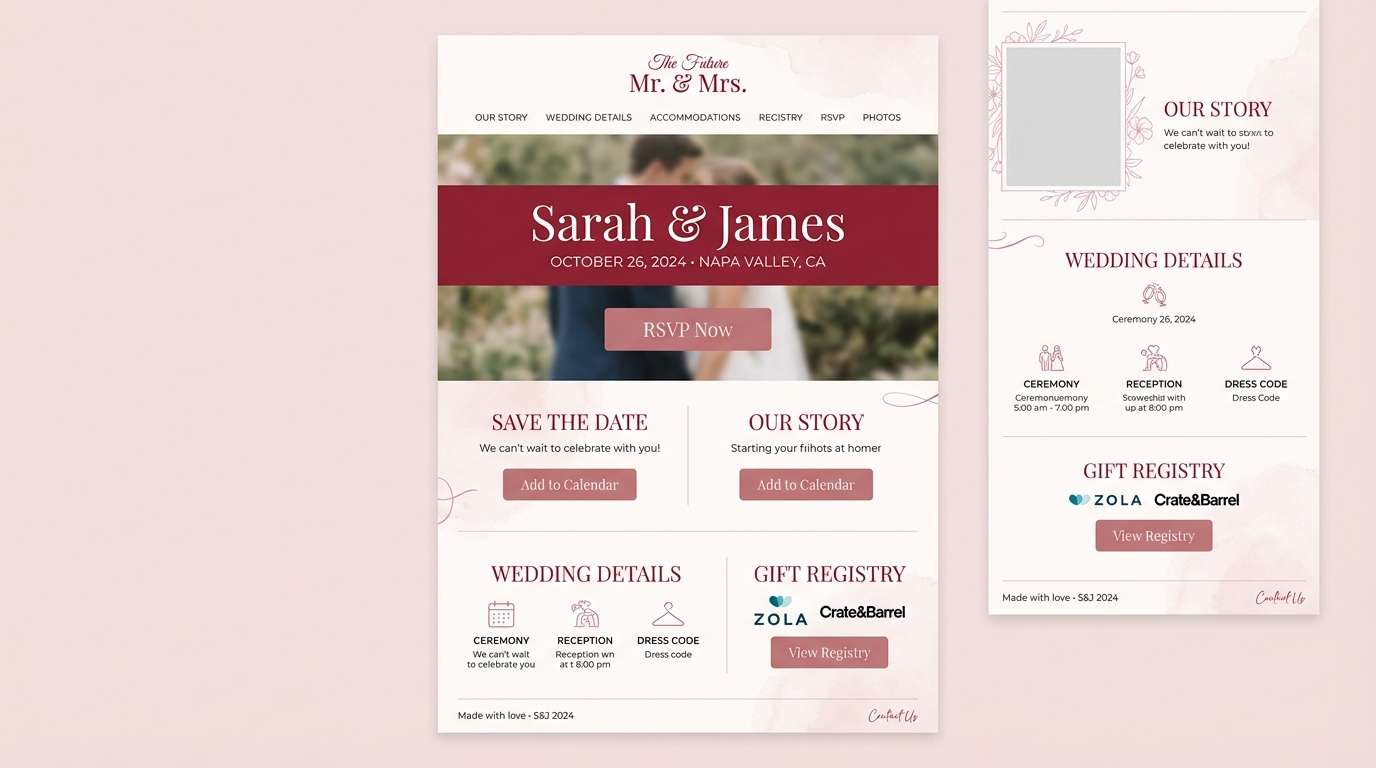 wedding website mockup