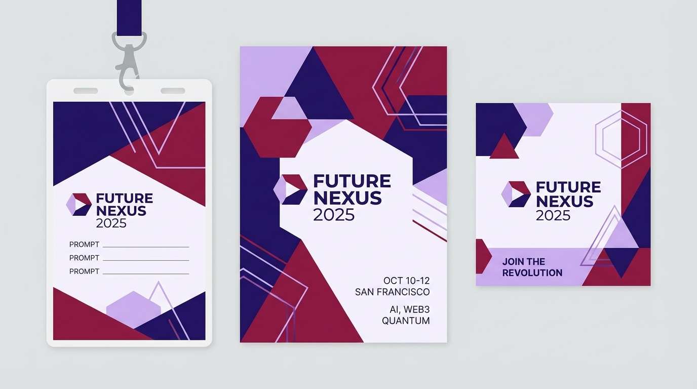 conference branding in burgundy and indigo