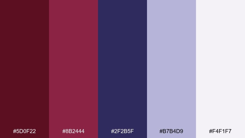 burgundy indigo ink color palette with hex codes