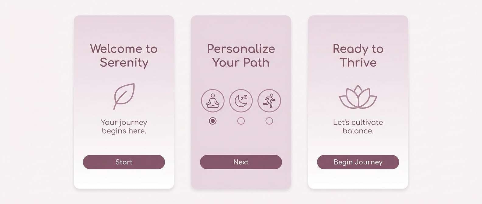 wellness onboarding screens