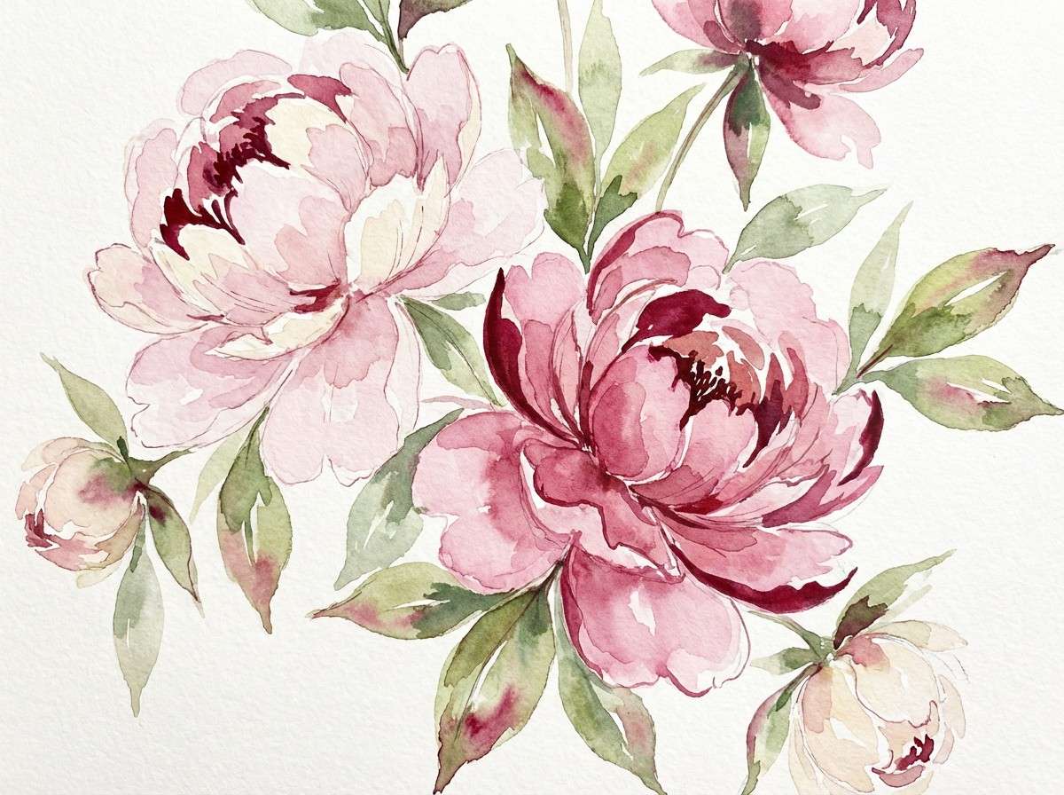peony watercolor illustration