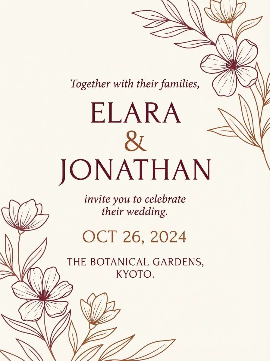 burgundy wedding invitation layout