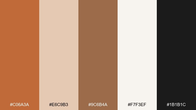 burnished minimal copper rust color palette with hex codes