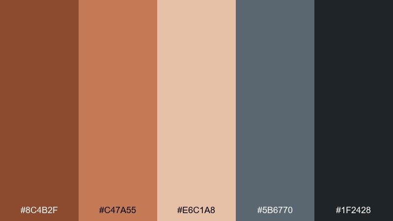 burnished penny slate color palette with hex codes