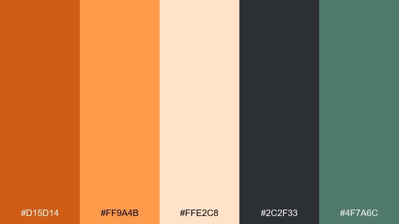 burnt citrus dark orange color palette with hex codes