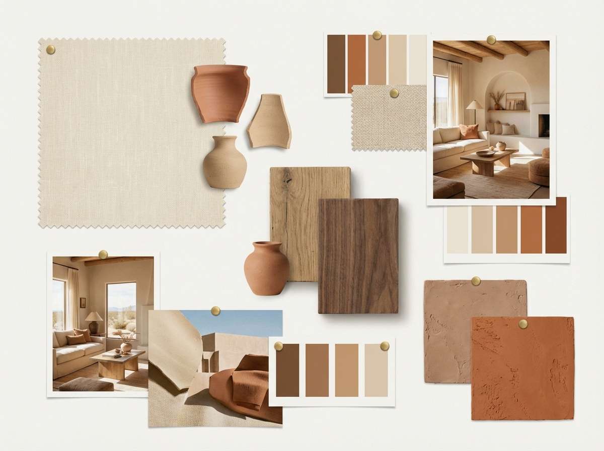 desert living room mood board