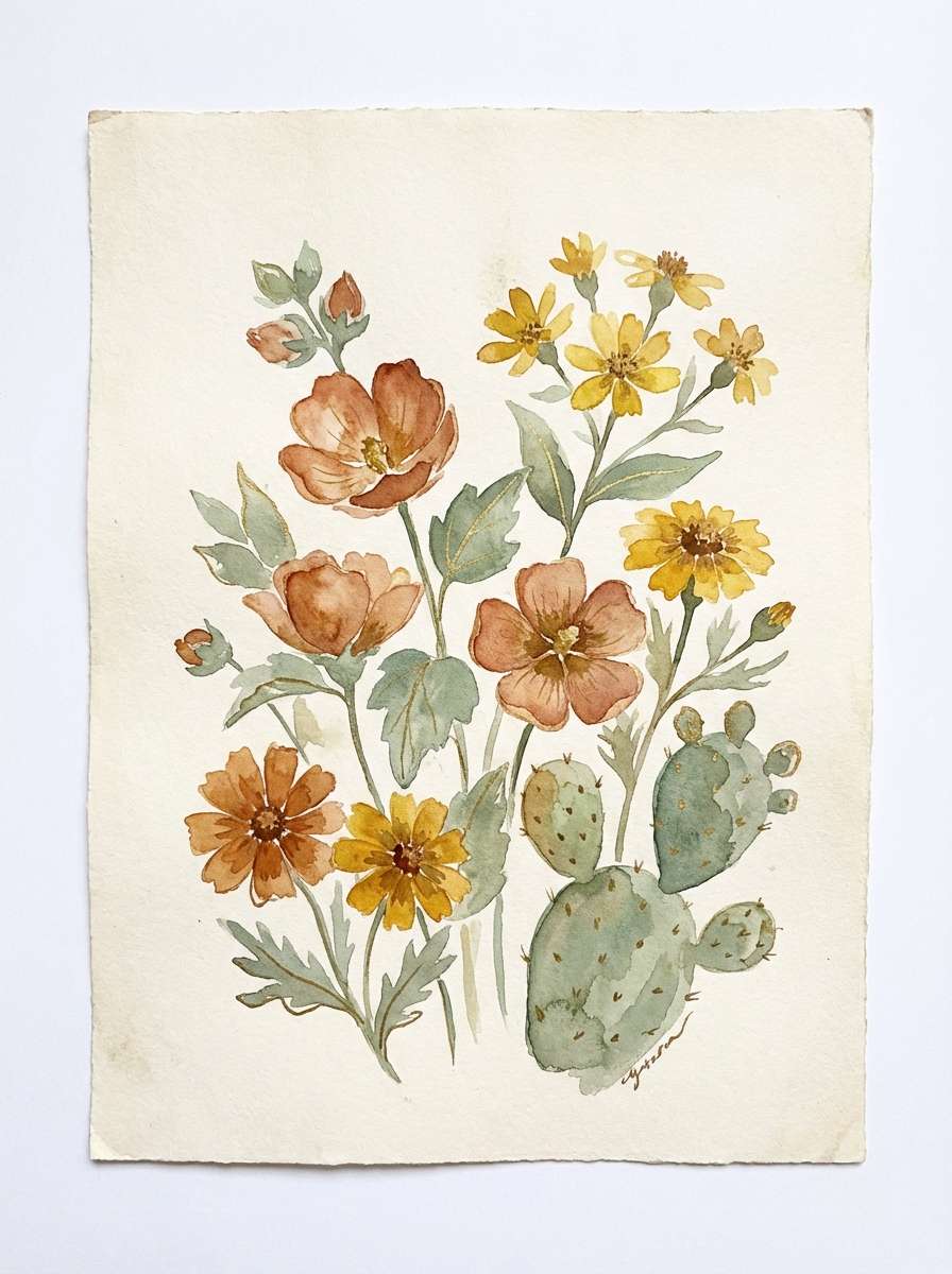 watercolor desert flowers