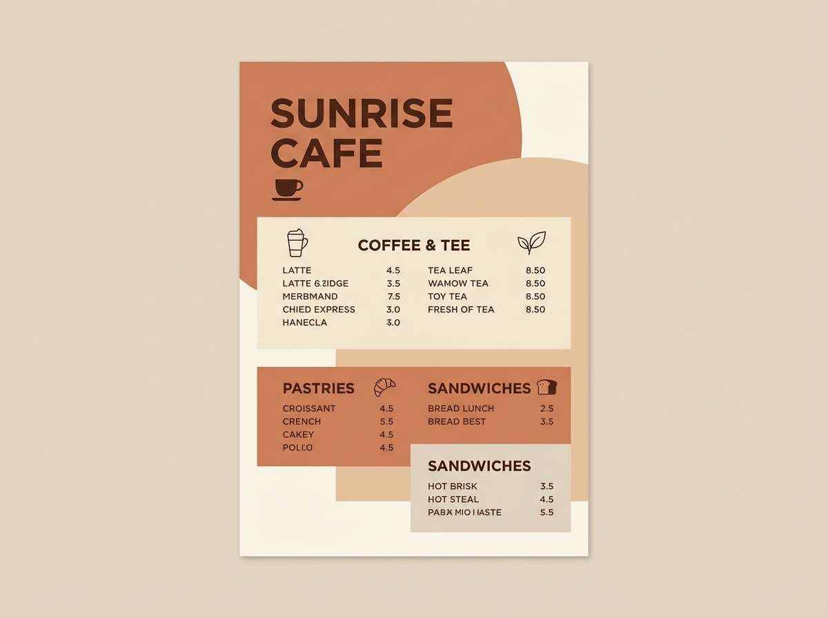 rustic cafe menu layout