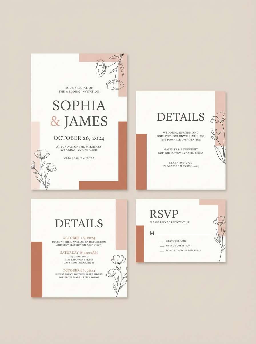 blush wedding invitation design