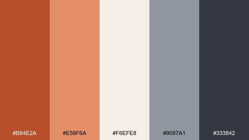 burnt sienna drift color palette with hex codes