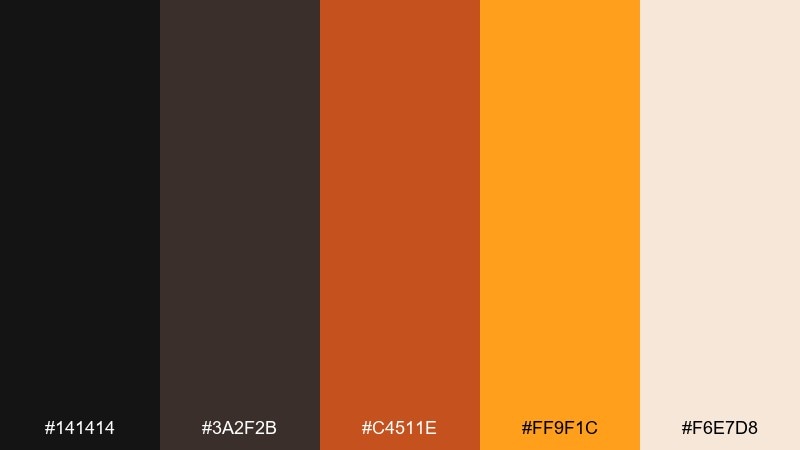 burnt sienna studio color palette with hex codes