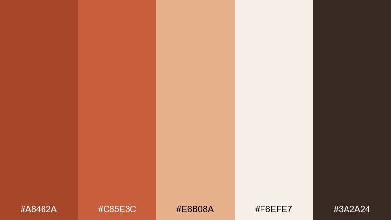 burnt sienna studio carnelian color palette with hex codes