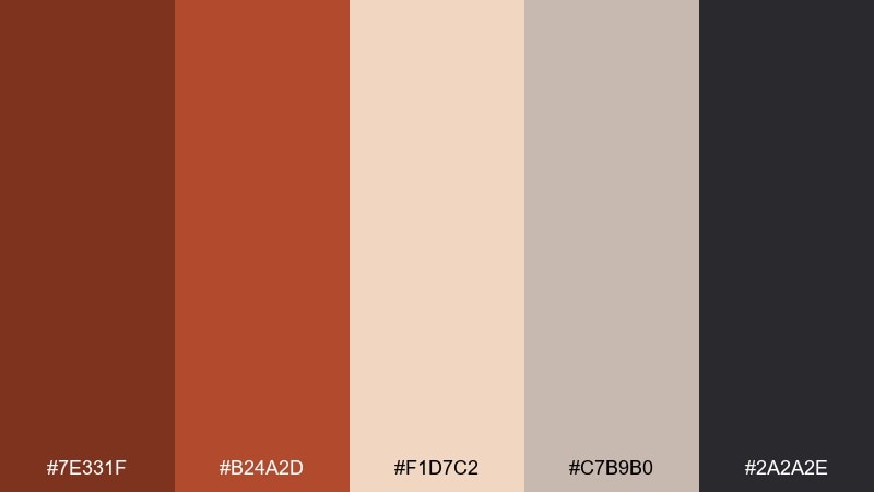 burnt sienna studio russet color palette with hex codes