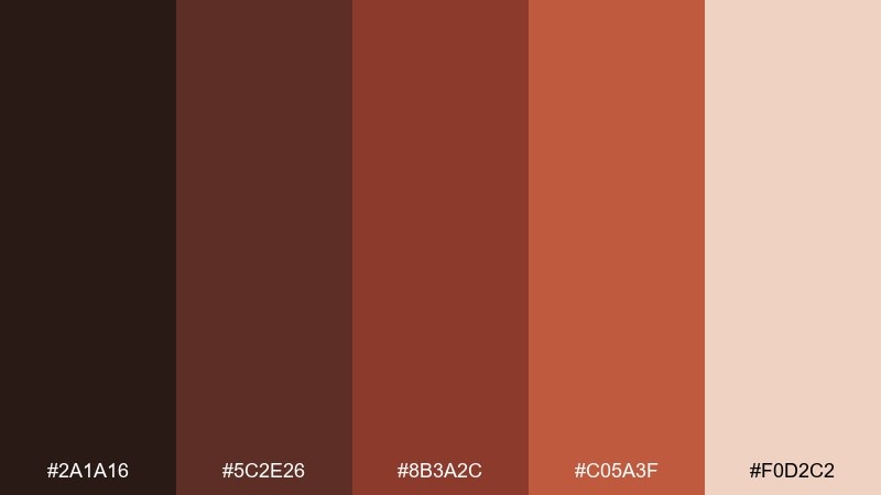 burnt umber bloom color palette with hex codes