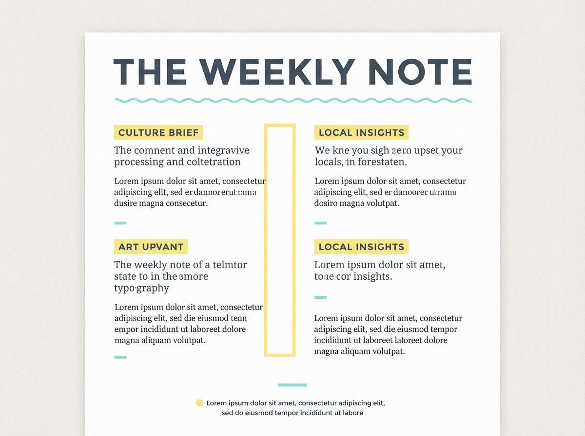 newsletter layout in soft lemon yellow