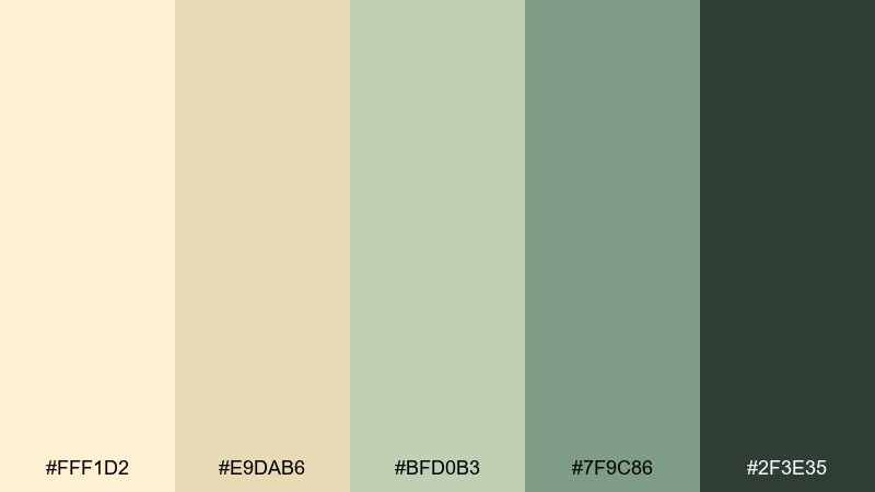 buttercream sage cream color palette with hex codes