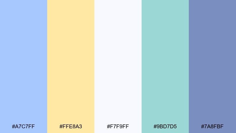 buttercream sky blue pastel yellow color palette with hex codes