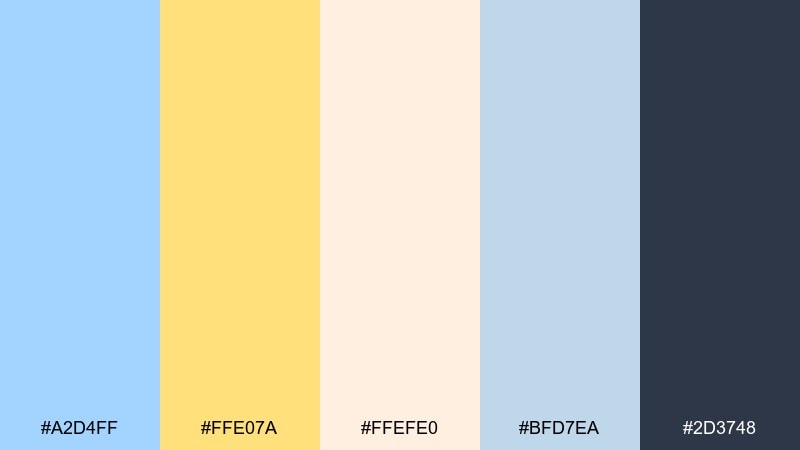 buttered denim branding pastel blue yellow color palette with hex codes