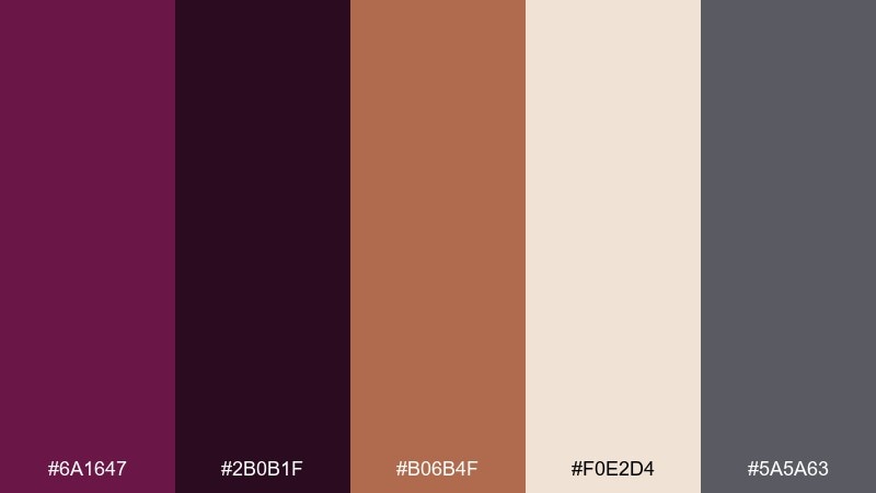 cabernet and copper deep magenta color palette with hex codes