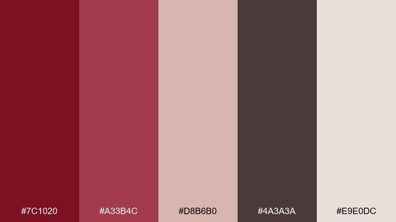 cabernet neutrals ruby color palette with hex codes