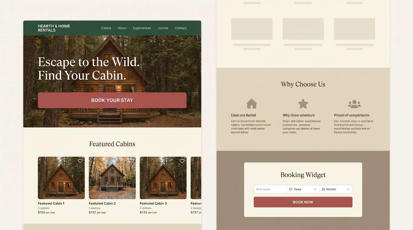 cabin landing page ui