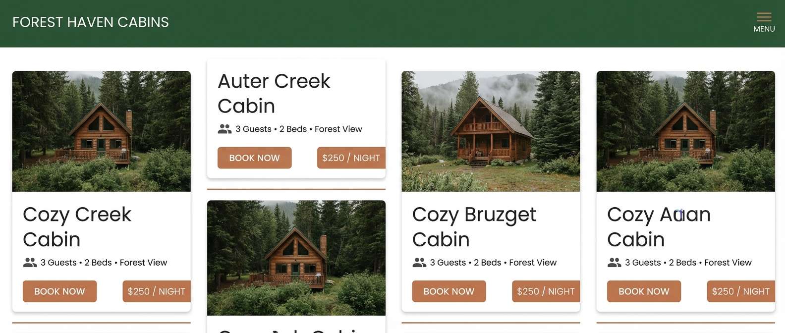 cabin rental ui