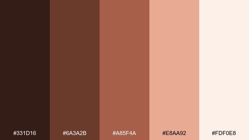 cacao petals brown peach color palette with hex codes