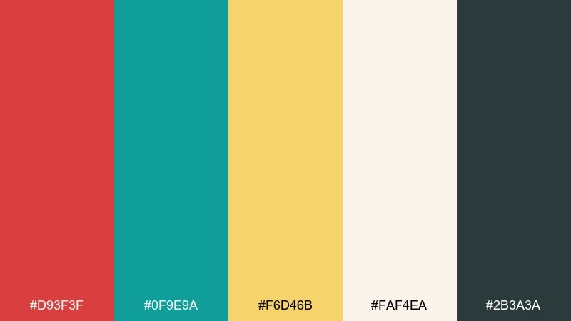 cactus fiesta red turquoise color palette with hex codes