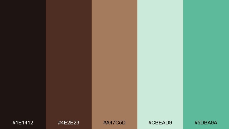 café verde chocolate mint color palette with hex codes