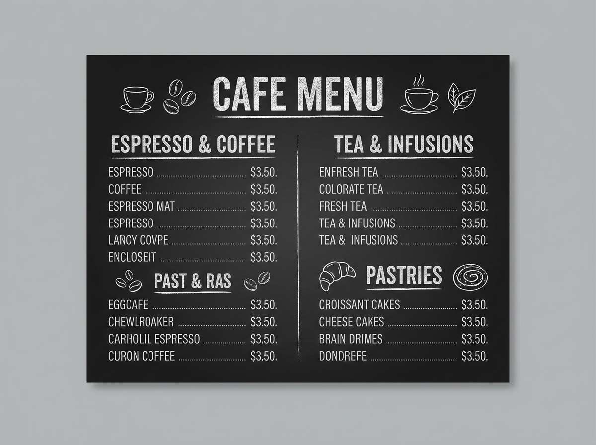 cafe menu board