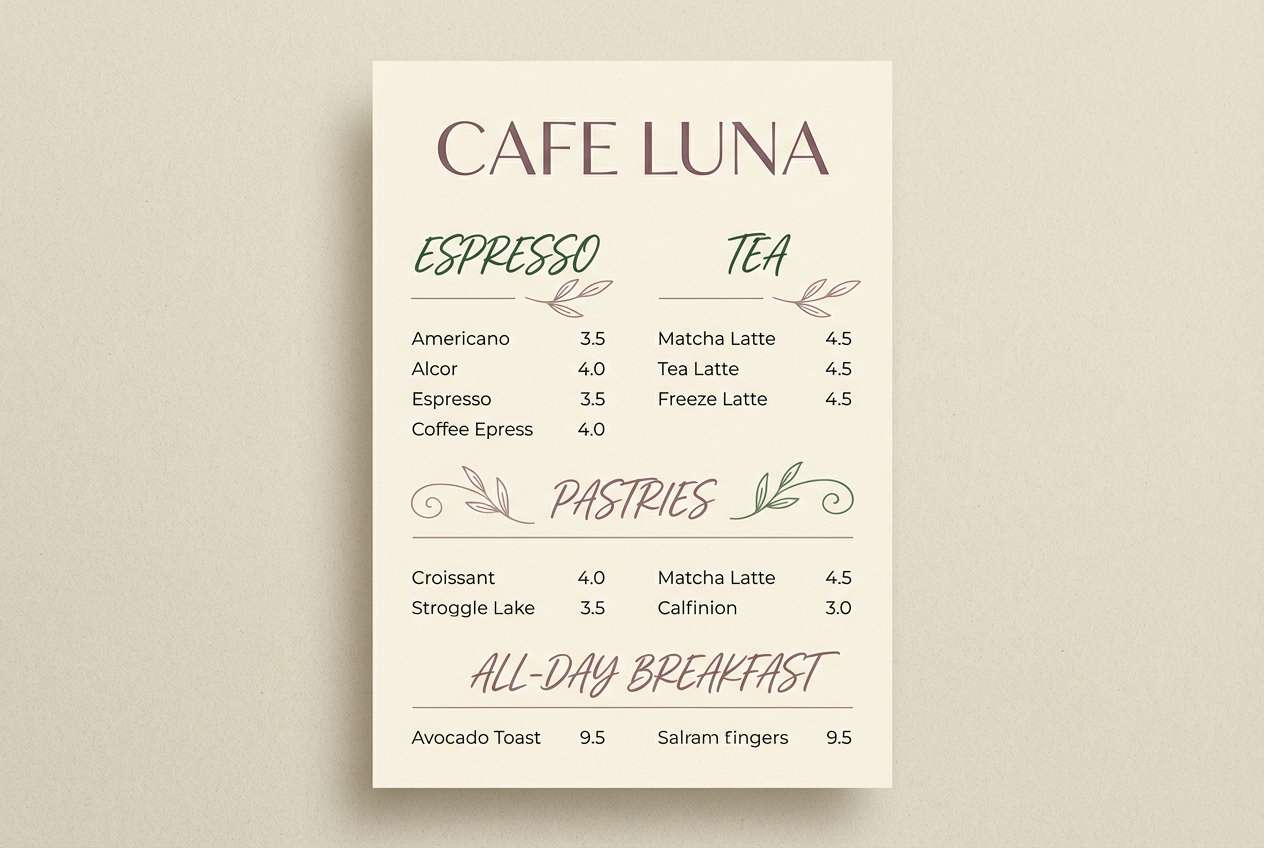 cafe menu design
