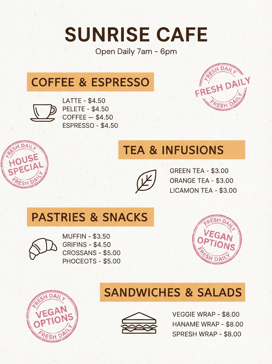 cafe menu flyer