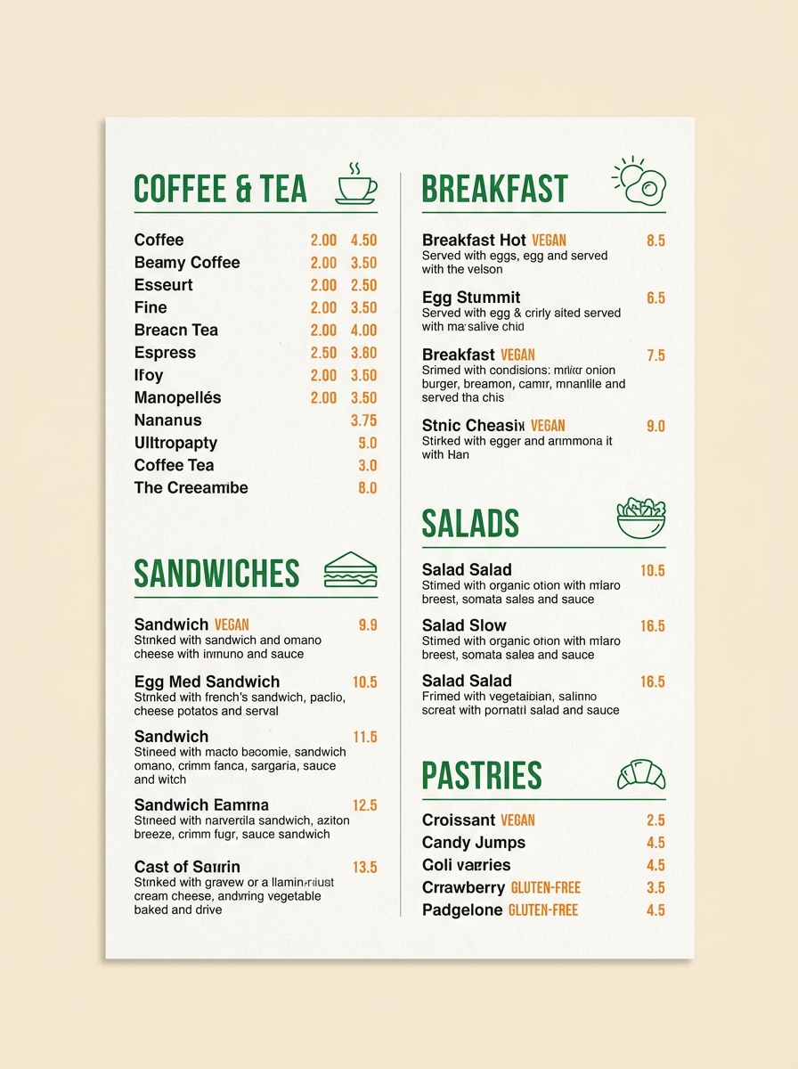 green cream cafe menu