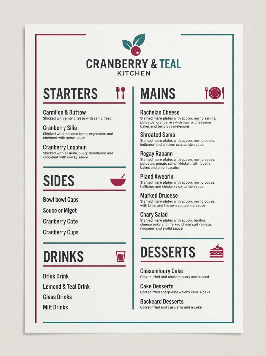 cafe menu layout