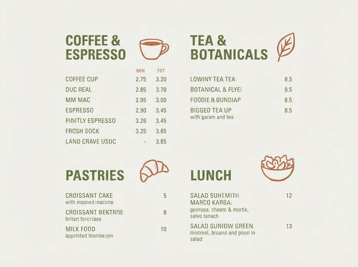 cafe menu layout