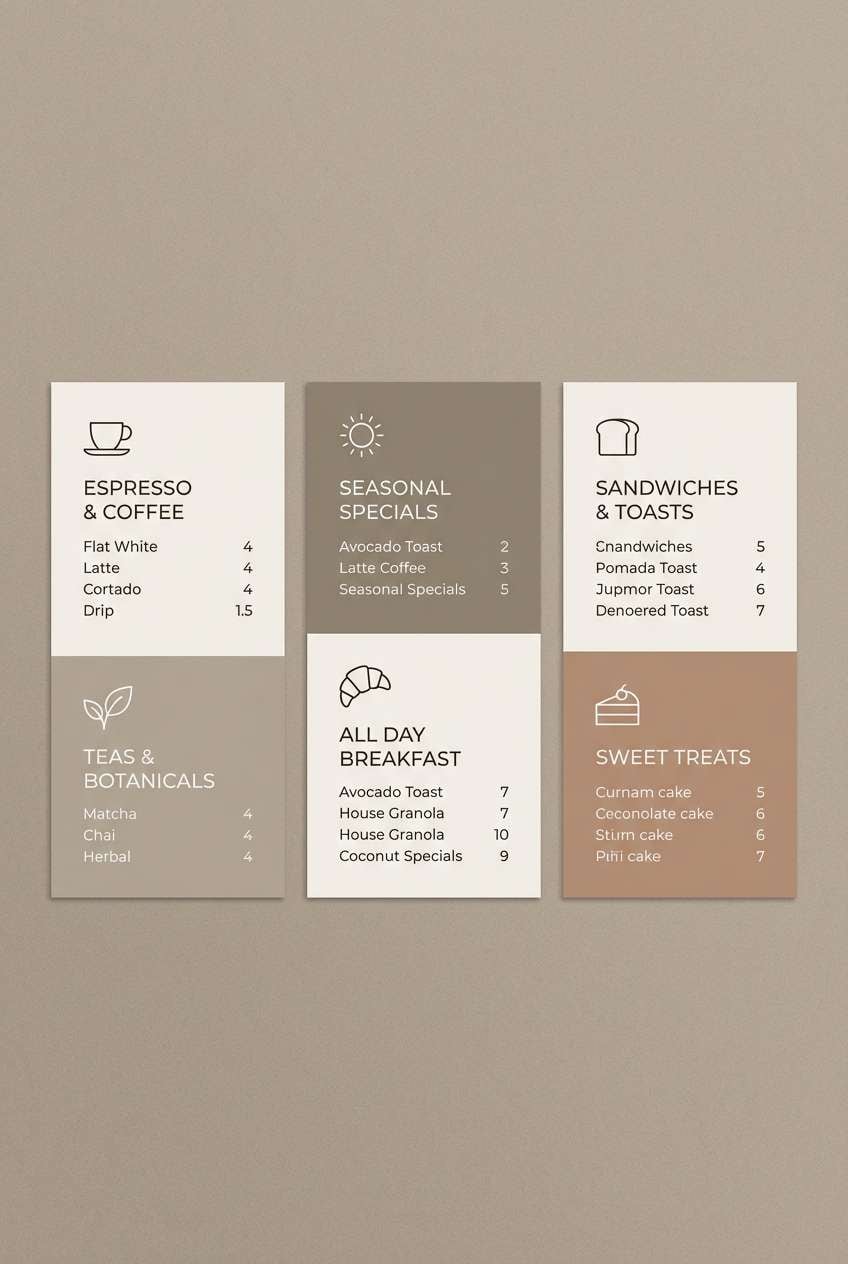cafe menu layout