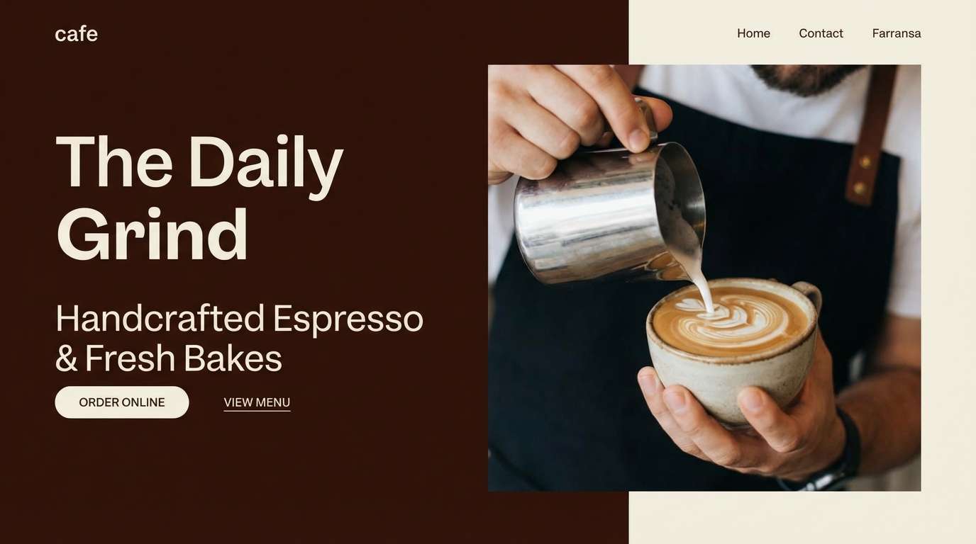cafe website hero ui