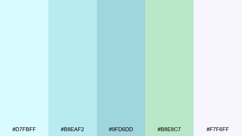 calm carousel pastel blue green color palette with hex codes
