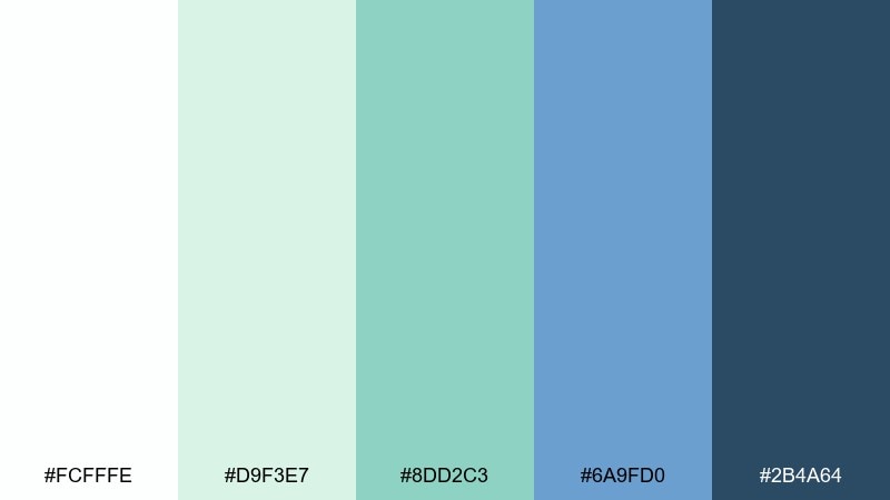 calm classroom white green blue color palette with hex codes