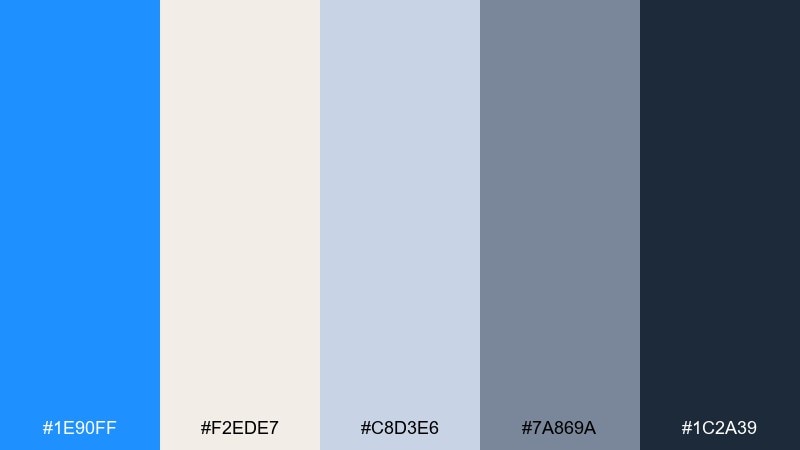 calm interior accent dodger blue color palette with hex codes