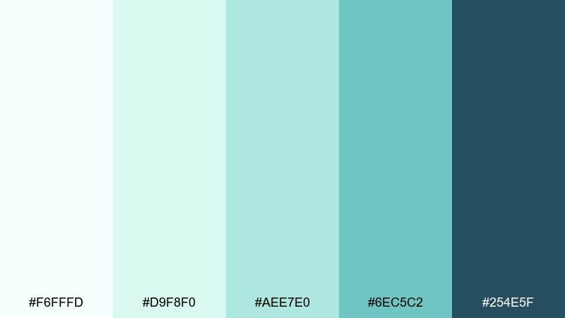 calm meridian green light blue color palette with hex codes