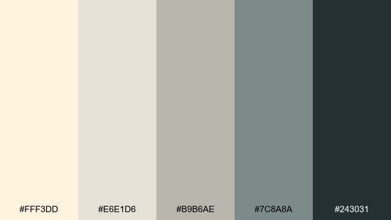 calm spa stone cream color palette with hex codes