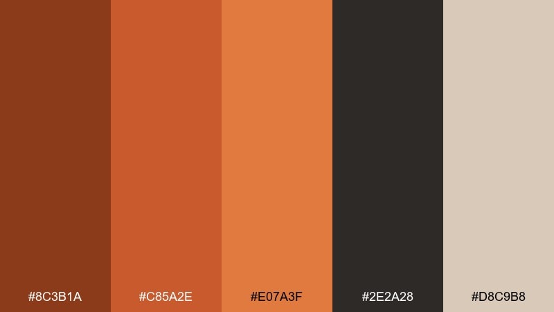 campfire neutrals flame color palette with hex codes