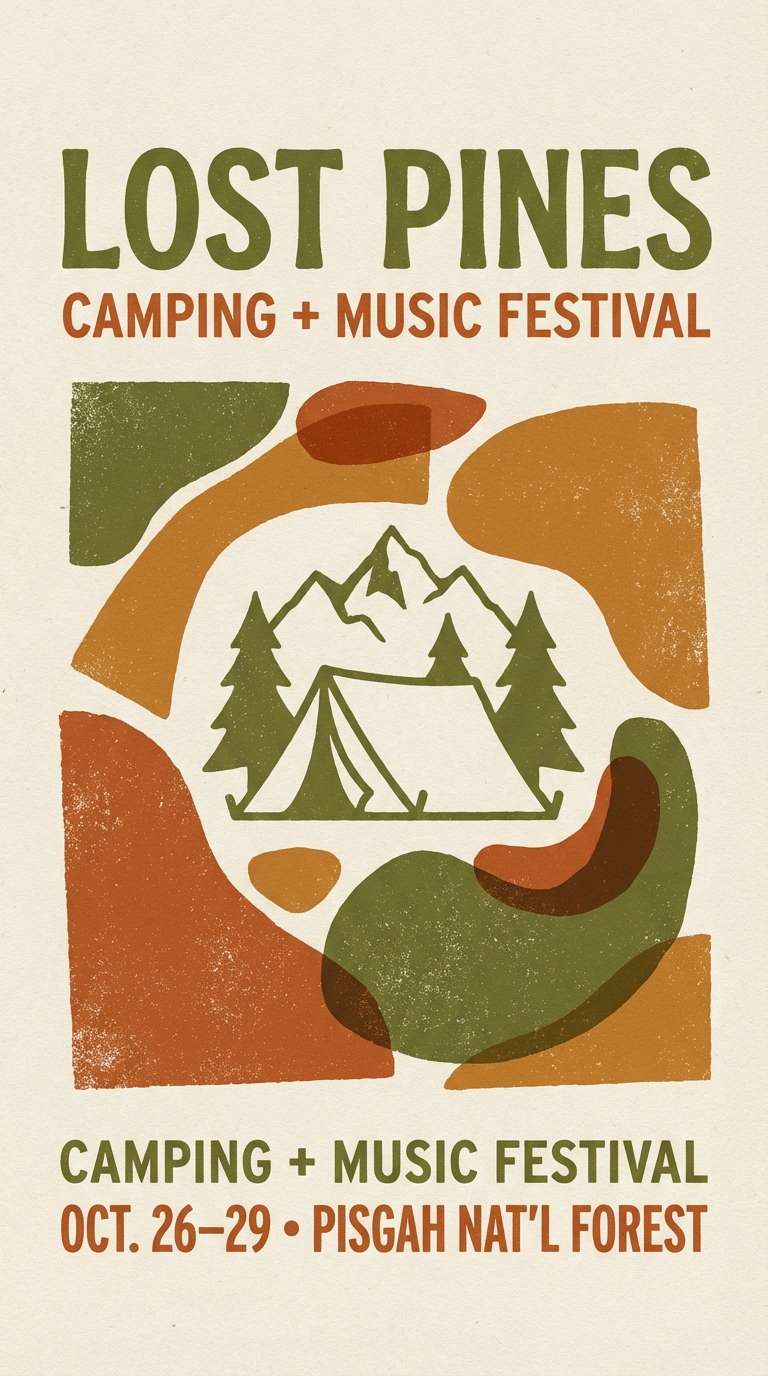 retro flyer in olive and orange