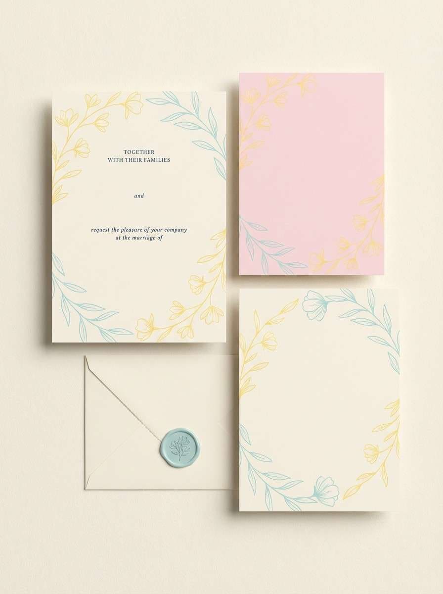 pastel wedding invitation suite