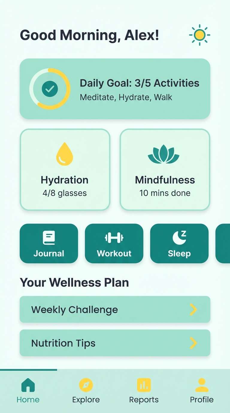 wellness ui in mint and yellow