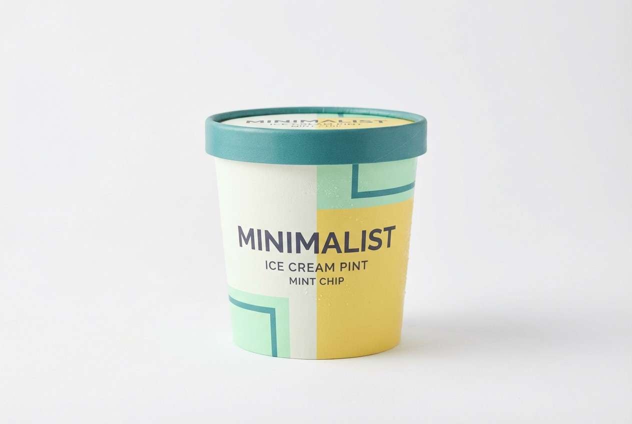 gelato packaging in mint and yellow